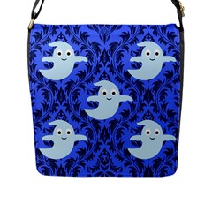 Ghost Pattern Flap Closure Messenger Bag (l) by NerdySparkleGoth