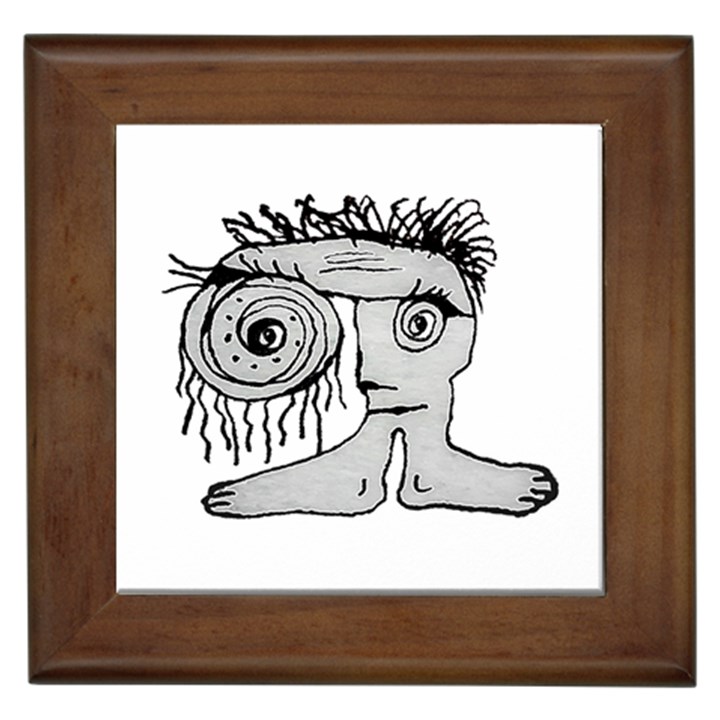 Weird Fantasy Creature Drawing Framed Tile