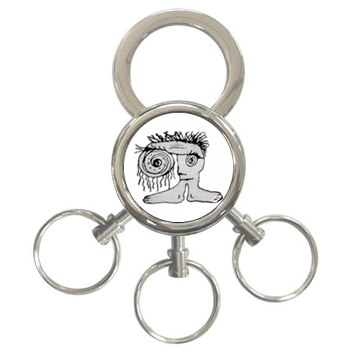 Weird Fantasy Creature Drawing 3-Ring Key Chain