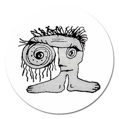 Weird Fantasy Creature Drawing Magnet 5  (round) by dflcprintsclothing