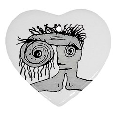 Weird Fantasy Creature Drawing Heart Ornament (two Sides) by dflcprintsclothing