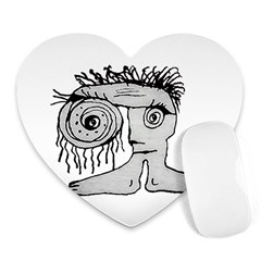 Weird Fantasy Creature Drawing Heart Mousepads by dflcprintsclothing