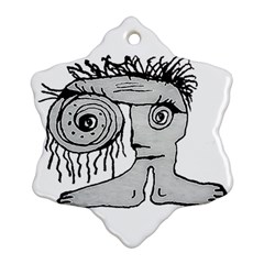 Weird Fantasy Creature Drawing Ornament (snowflake) by dflcprintsclothing