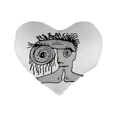 Weird Fantasy Creature Drawing Standard 16  Premium Heart Shape Cushions by dflcprintsclothing