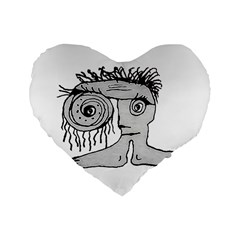 Weird Fantasy Creature Drawing Standard 16  Premium Flano Heart Shape Cushions by dflcprintsclothing