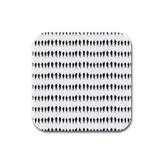 Athletic Running Graphic Silhouette Pattern Rubber Square Coaster (4 Pack)  by dflcprintsclothing