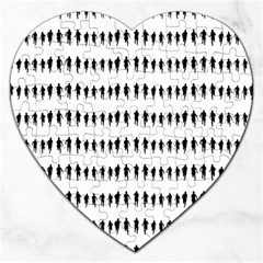 Athletic Running Graphic Silhouette Pattern Jigsaw Puzzle (heart) by dflcprintsclothing