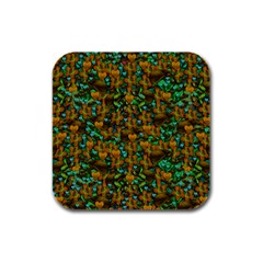 Love Forest Filled With Respect And The Flower Power Of Colors Rubber Square Coaster (4 Pack)  by pepitasart