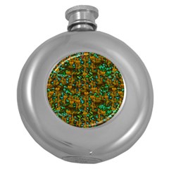 Love Forest Filled With Respect And The Flower Power Of Colors Round Hip Flask (5 Oz) by pepitasart