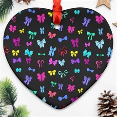 Bows On Black Ornament (heart) by Daria3107