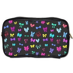 Bows On Black Toiletries Bag (one Side) by Daria3107