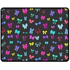 Bows On Black Fleece Blanket (medium) 