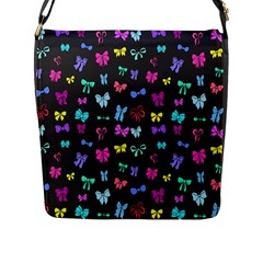 Bows On Black Flap Closure Messenger Bag (l) by Daria3107