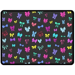 Bows On Black Double Sided Fleece Blanket (large)  by Daria3107