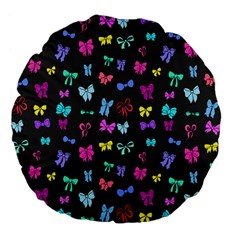 Bows On Black Large 18  Premium Flano Round Cushions by Daria3107