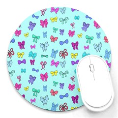 Bows On Blue Round Mousepads by Daria3107