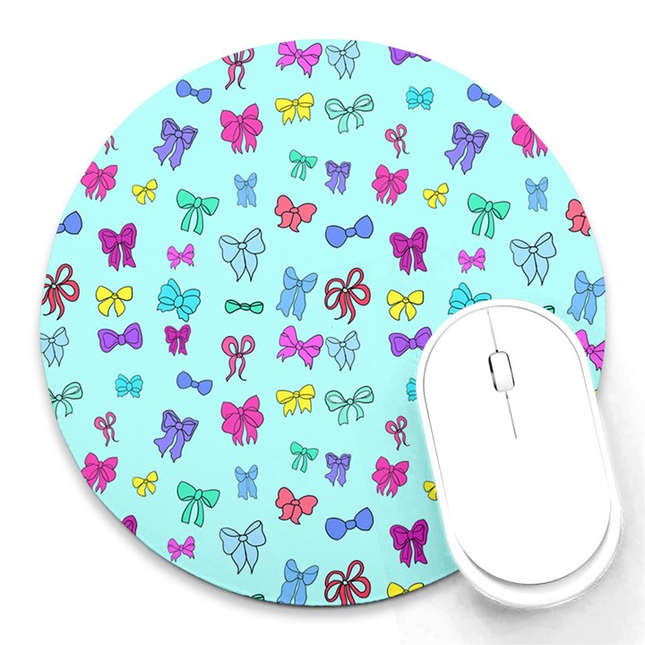 Bows on blue Round Mousepads