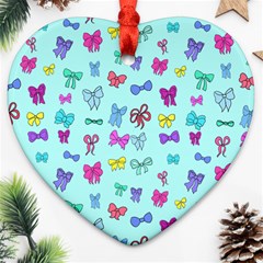 Bows On Blue Ornament (heart)