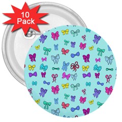 Bows On Blue 3  Buttons (10 Pack)  by Daria3107