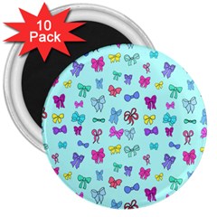 Bows On Blue 3  Magnets (10 Pack) 