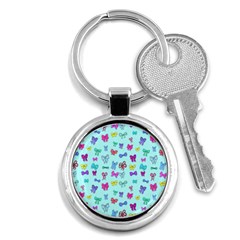 Bows On Blue Key Chain (round) by Daria3107