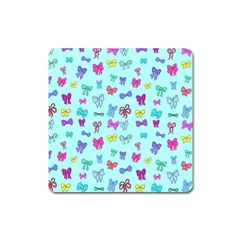 Bows On Blue Square Magnet by Daria3107