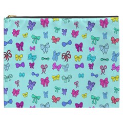 Bows On Blue Cosmetic Bag (xxxl) by Daria3107