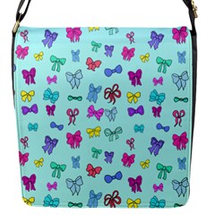 Bows On Blue Flap Closure Messenger Bag (s) by Daria3107