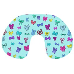 Bows On Blue Travel Neck Pillow by Daria3107