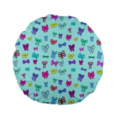 Bows On Blue Standard 15  Premium Flano Round Cushions by Daria3107