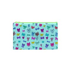 Bows On Blue Cosmetic Bag (xs) by Daria3107