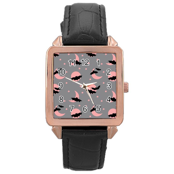 Bat Rose Gold Leather Watch 