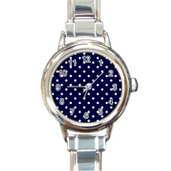 1950 Navy Blue White Dots Round Italian Charm Watch by SomethingForEveryone