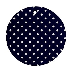 1950 Navy Blue White Dots Ornament (round)