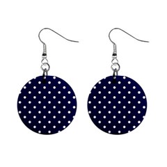 1950 Navy Blue White Dots Mini Button Earrings by SomethingForEveryone