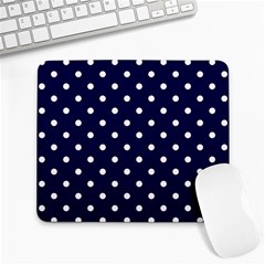 1950 Navy Blue White Dots Large Mousepads by SomethingForEveryone