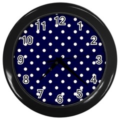 1950 Navy Blue White Dots Wall Clock (black) by SomethingForEveryone