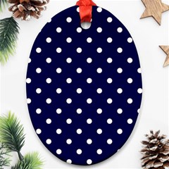 1950 Navy Blue White Dots Oval Ornament (two Sides) by SomethingForEveryone