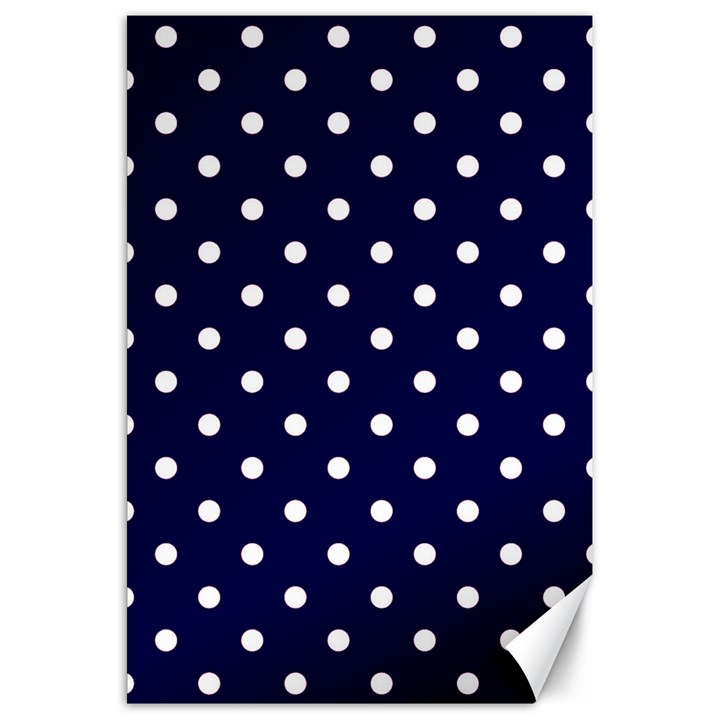 1950 Navy Blue White Dots Canvas 20  x 30 