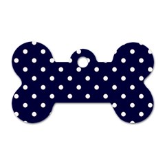 1950 Navy Blue White Dots Dog Tag Bone (one Side) by SomethingForEveryone