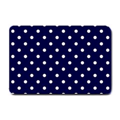 1950 Navy Blue White Dots Small Doormat  by SomethingForEveryone