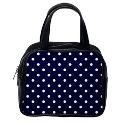 1950 Navy Blue White Dots Classic Handbag (one Side) by SomethingForEveryone