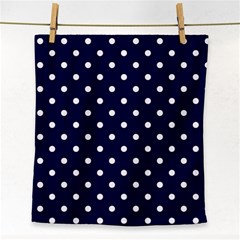 1950 Navy Blue White Dots Face Towel by SomethingForEveryone