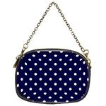 1950 Navy Blue White Dots Chain Purse (One Side) Front