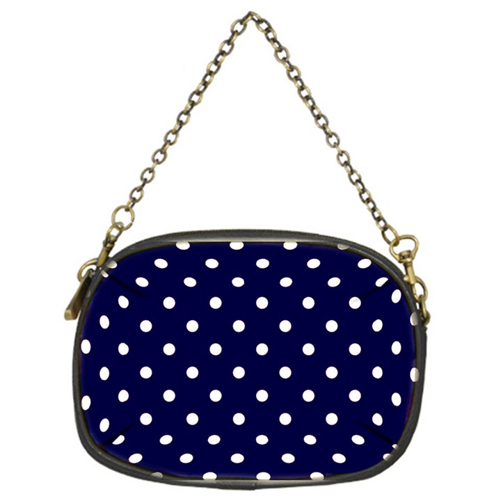 1950 Navy Blue White Dots Chain Purse (One Side)