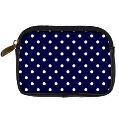 1950 Navy Blue White Dots Digital Camera Leather Case by SomethingForEveryone