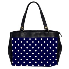 1950 Navy Blue White Dots Oversize Office Handbag (2 Sides) by SomethingForEveryone