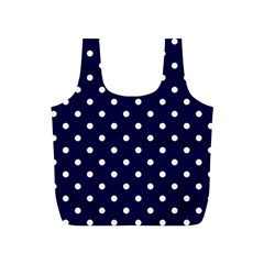 1950 Navy Blue White Dots Full Print Recycle Bag (s) by SomethingForEveryone