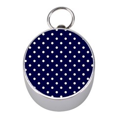 1950 Navy Blue White Dots Mini Silver Compasses by SomethingForEveryone