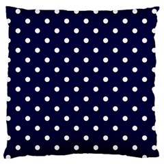 1950 Navy Blue White Dots Large Flano Cushion Case (one Side) by SomethingForEveryone